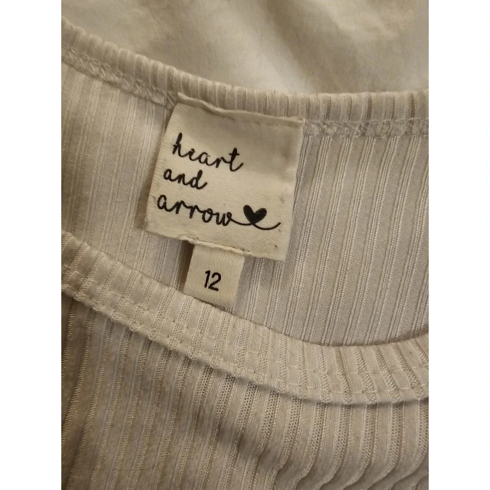 Heart & Arrow Girls‎ Ribbed Short Sleeve Top Size 12 Beige Neutral Tee